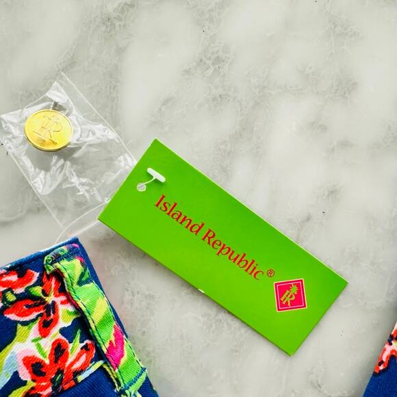 Island Republic Floral Blue Printed Stretch Jeans Size 14 NEW Bright Beach - Picture 2 of 7